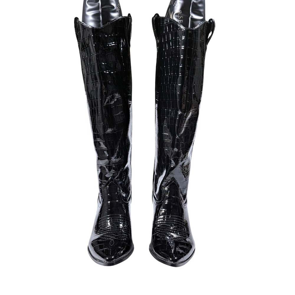Coconuts by Matisse Jax Black Croc Embossed Western Cowboy Boots Size 7.5M - Picture 4 of 12